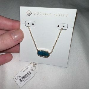 Kendra Scott Elisa Gold Necklace with Teal Stone Pendant